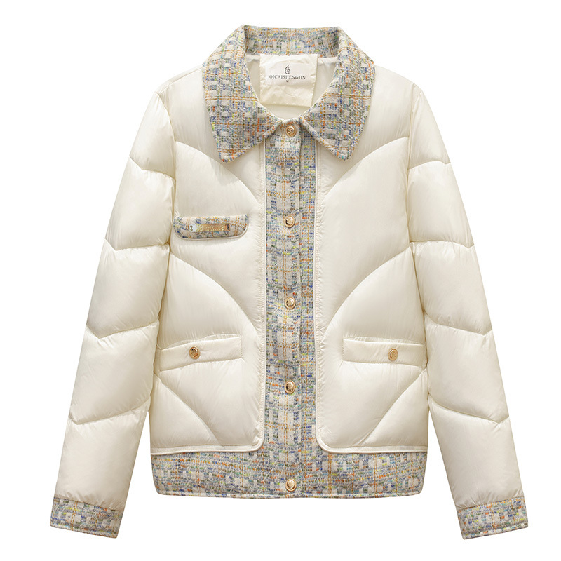 2025 pequeña fragancia de lana tejida de algodón de invierno mujer delgado temperamento exterior chaqueta de algodón caliente chaqueta de algodón corta image 5