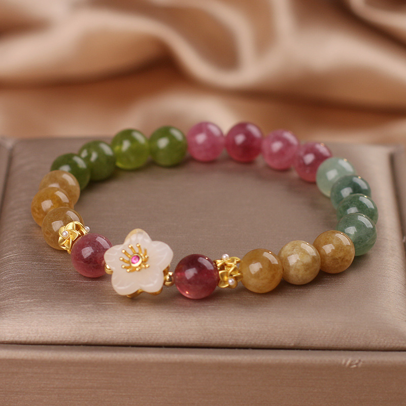 S325-colored tourmaline peach blossom bracelet#sz1518