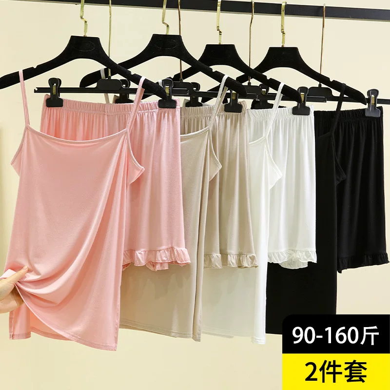 Pijama, summer set sleevless for leisure, simple and elegant design, lifting effect, plus size