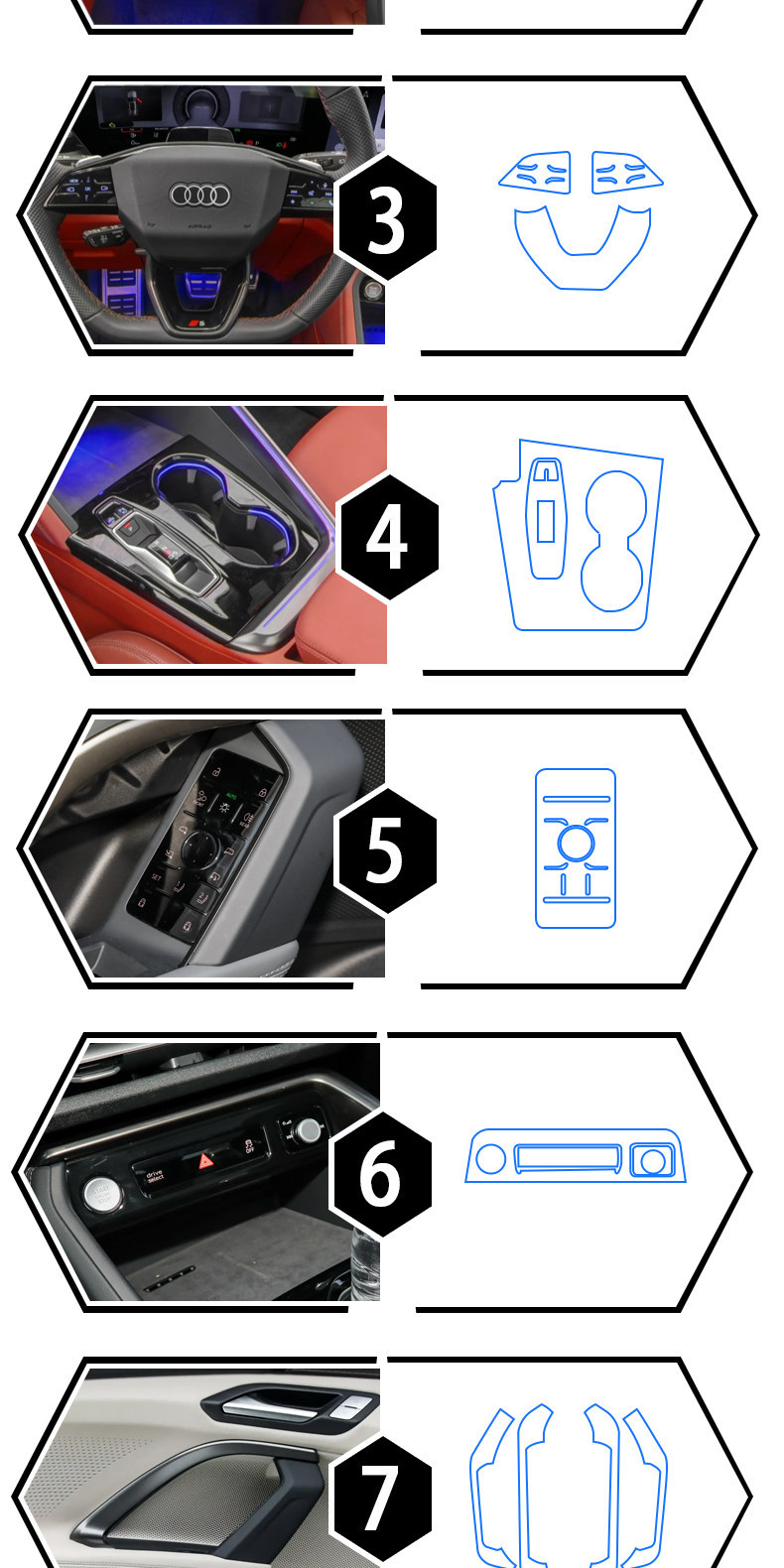 Suitable for 26 Models of Audi Q5L Navigation Screen Film, Center Console Gear Shift Film, Interior Protective Film, and Decorative Modification