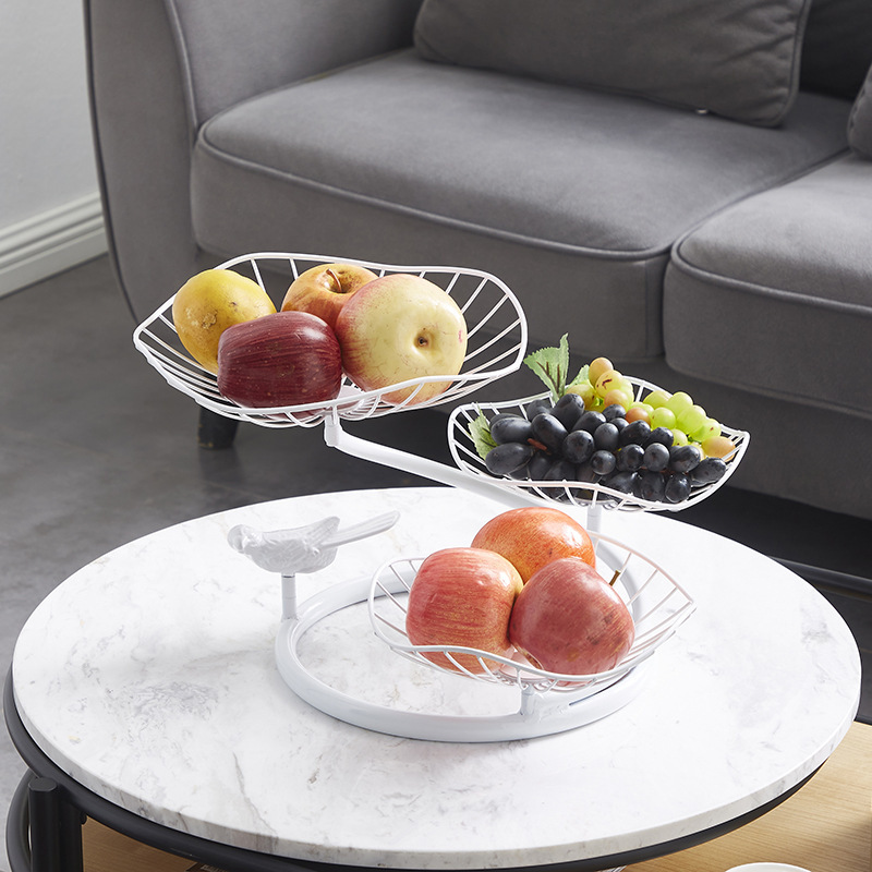 Plato de frutas de hierro forjado gancho de plátano sala de estar casera canasta de frutas de lujo ligera mesa de comedor dulces bocadillos plato