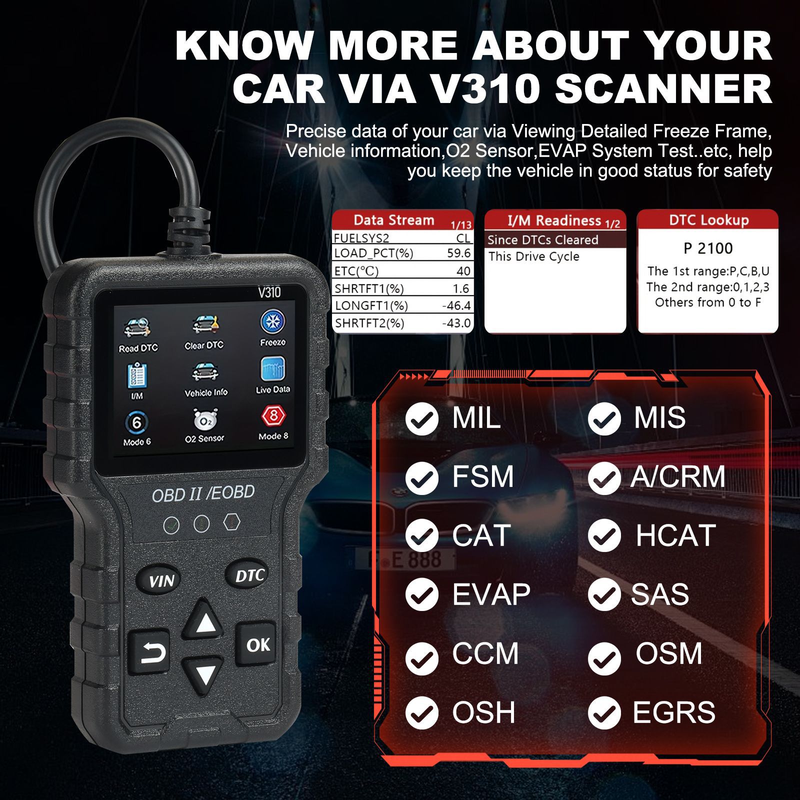 Car fault detector, OBD2 engine diagnostic tool, OBD diagnostic tool, car diagnostic instrument, OBD