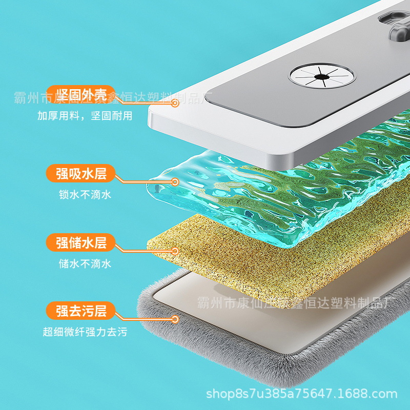 Fregona plana sin lavado a mano, fregona giratoria para el hogar, limpia y húmeda, frega los azulejos del suelo y frega el suelo.