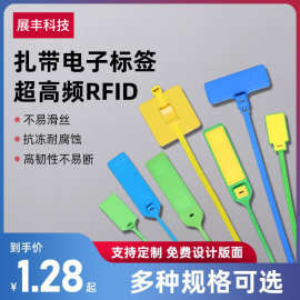 rfid扎带电子标签超高频6C芯片尼龙塑料捆绑带防伪防拆防调包标牌