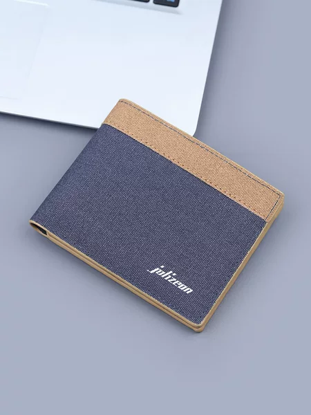New Men's Canvas Wallet, Short Denim Wallet, Men's Short Leather Wallet, 80% off Card Holder All-In-One Bag