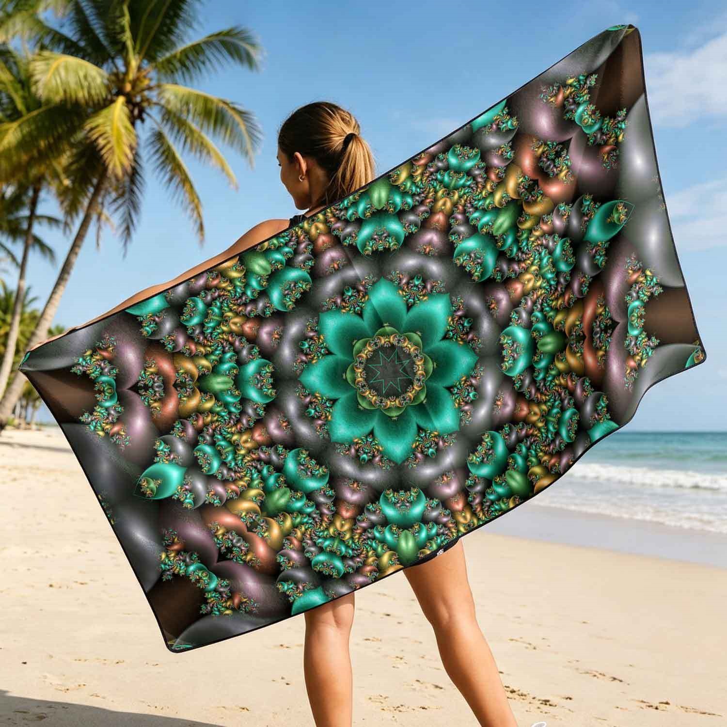 Geometric Bath Towel Car Seat Cover 2-in-1 Microfiber Outdoor Beach Car Dual-Use Universal Seat Cushion