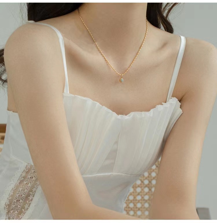 Cute Round Dots Titanium Steel Plating Zircon Pendant Necklace 1 Piece