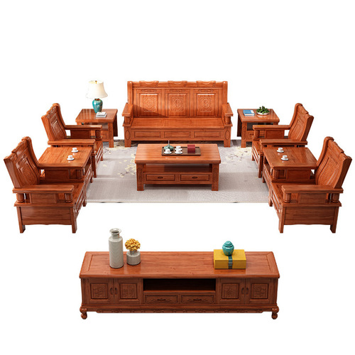 Factory direct sales Chinese solid wood sofa combination living room complete furniture classic Ming and Qing antique sofa classical sofa