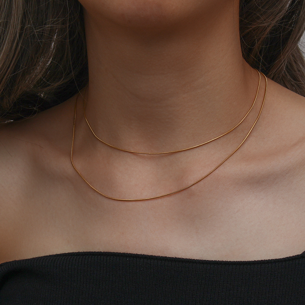 Fashion Solid Color Stainless Steel Choker Plating Stainless Steel Necklaces display picture 5