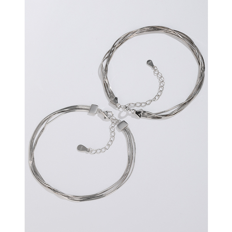 925 plata esterlina multi-capa serpiente hueso cadena pulsera para las mujeres verano nuevo simple temperamento nicho ins frío estilo novia pulsera