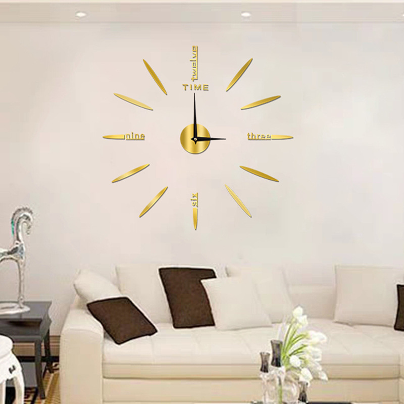 Luminoso reloj sin punzones estilo europeo mudo grande DIY Reloj de pared reloj digital de acrílico tridimensional reloj pegatina de pared