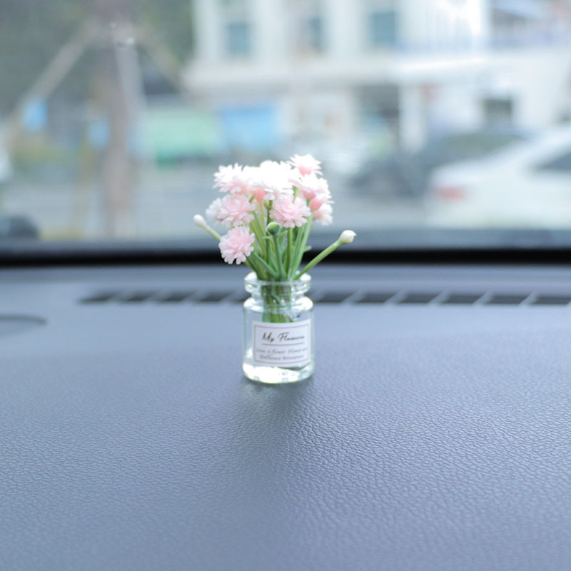 Red de Internet jarrón fresco flor casa de muñecas mini interior de coche consola central decoración de coche decoración de coche espejo cruzado simple