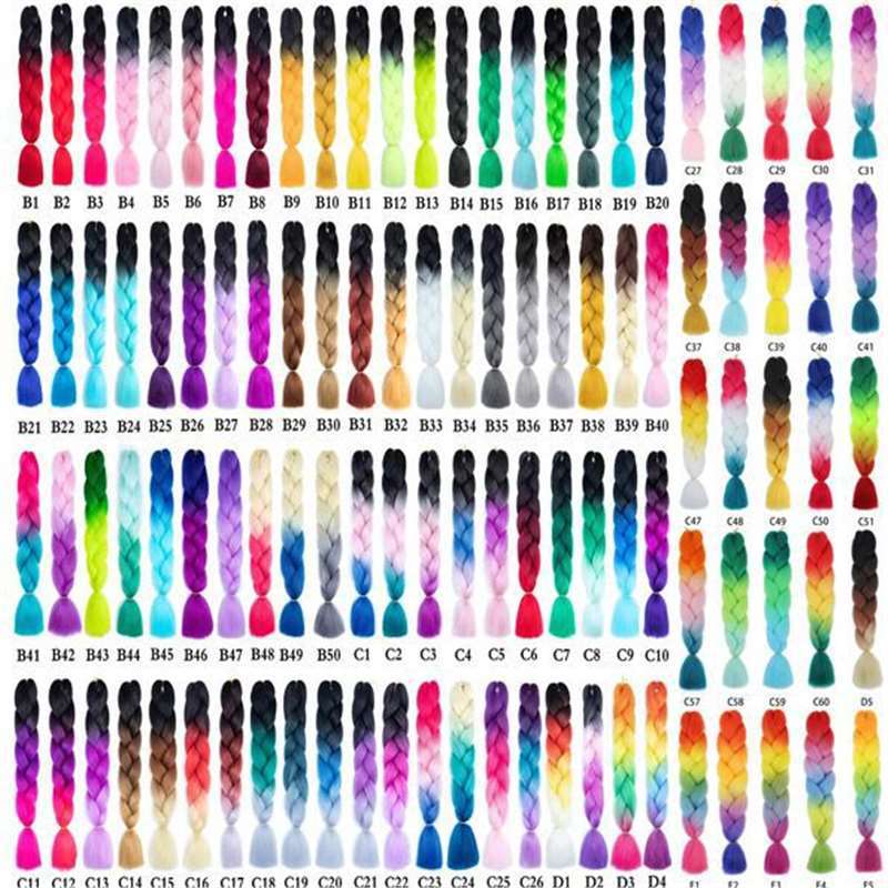 Gran trenza color peluca africana jumbo braid hair gradiente de fibra química trenza de seda de alta temperatura sucia