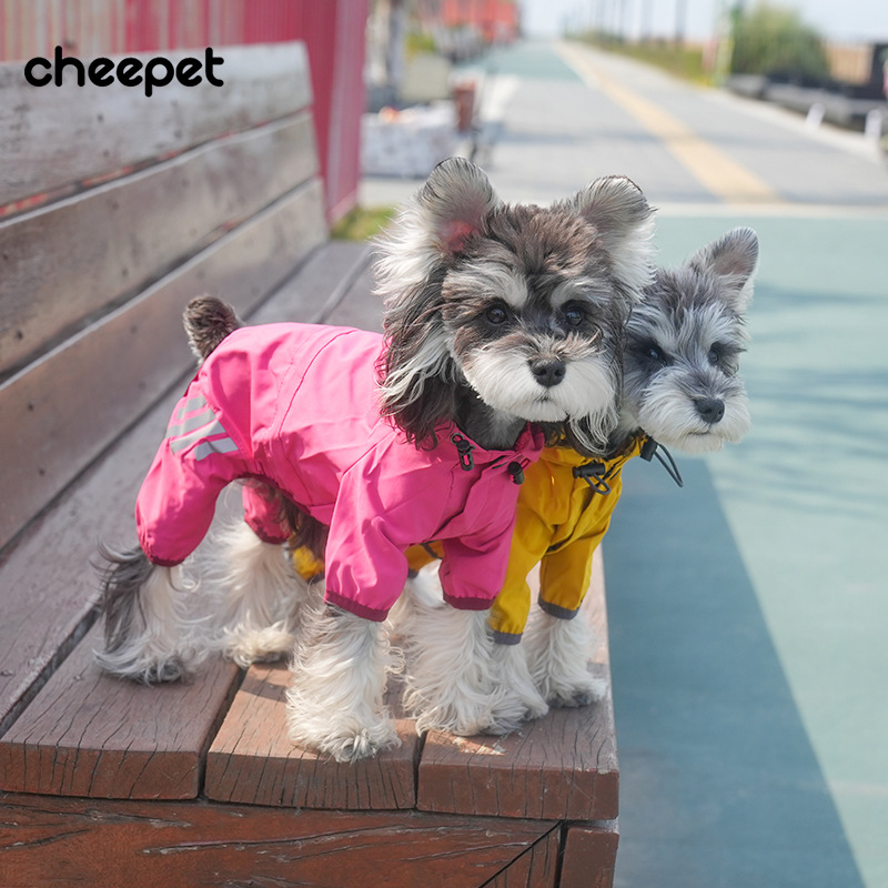 Perro impermeable todo incluido de cuatro patas poncho impermeable Teddy Bomei día lluvioso ropa para mascotas Pequeño Perro mediano Oso
