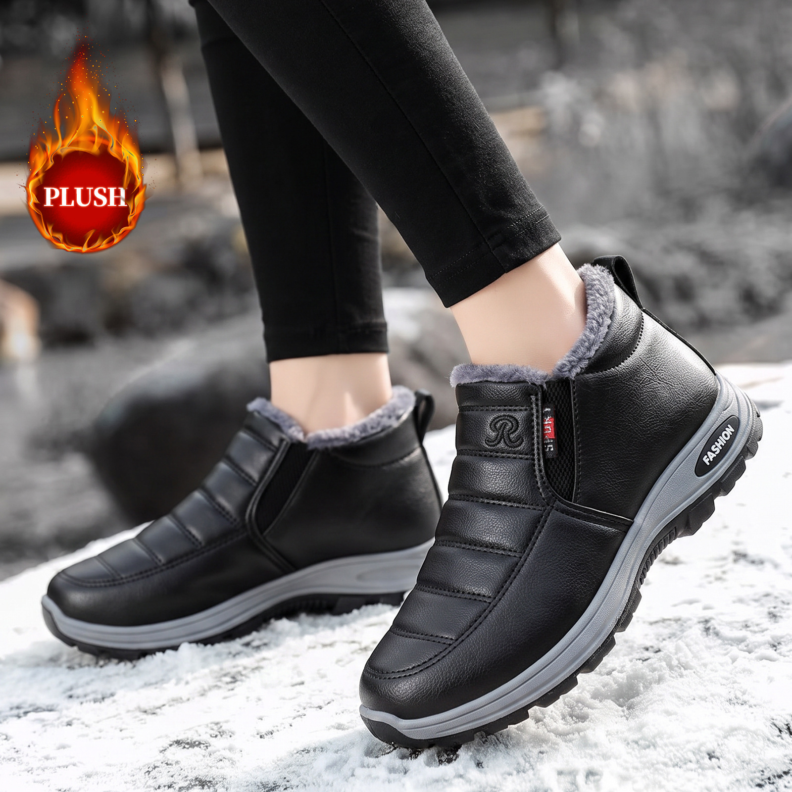 Zapatos de invierno de mujer zapatos de algodón de un pie zapatos casuales de mujer de suela gruesa, zapatos casuales de baja altura, al por mayor transfronterizos poco profundos image 5