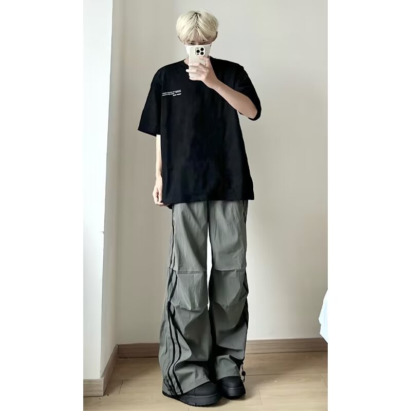 American Style Trendy Brand Tooling Paratrooper Pants Men's Spring and Summer Loose Straight Striped Quick-drying Charge Pants