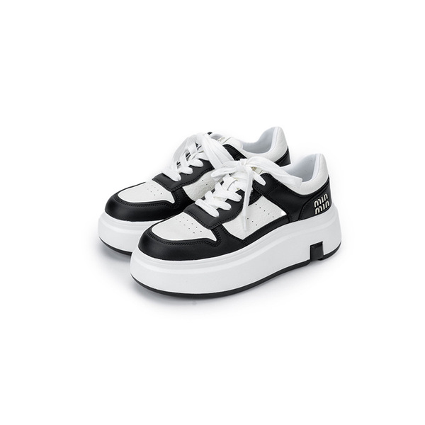 Leather white sneakers platform