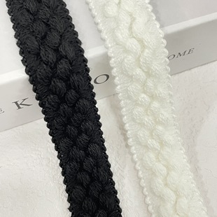 2cm autumn and winter wool knitting lace handmade DIY black and white clothing decoration accessories thickened woven belt