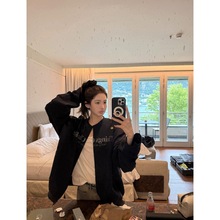 字母印花宽松长袖外套女早秋开衫外搭上衣C 9253#