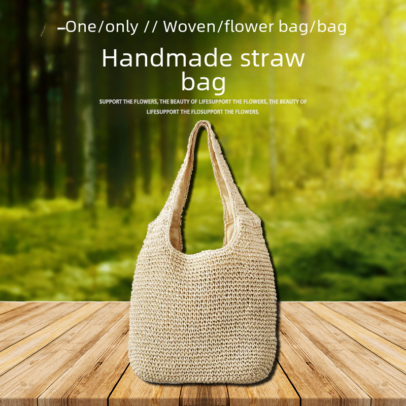 2023 new ladies fashion bag niche woven bag shoulder armpit bag beach handmade straw bag wholesale_voghion.com