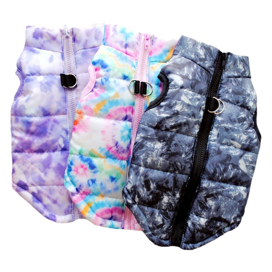 Новая одежда для собак, зимняя утолщенная хлопковая куртка для собак, шелковый хлопок с перьями, тяговая пряжка, художественный сертификат