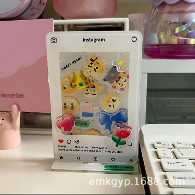 Ins風アクリル小カード展示立牌3インチ写真emoji表情包フォトフレームロックdiy|undefined