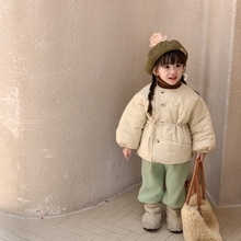 女童棉衣2022冬裝女寶寶加絨加厚棉襖外套韓版兒童寬松洋氣面包服