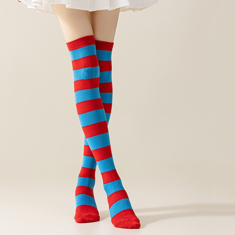 Medias transfronterizas medias tres barras a rayas calcetines largos hasta la rodilla baile estilo universitario calcetines de algodón para mujer
