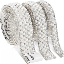 跨境热销珍珠钻条 背胶自粘钻带水钻diy饰品配件服装腰带辅料码条