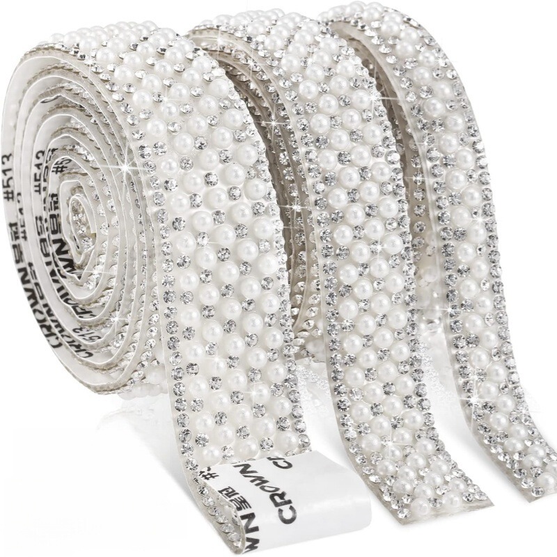 Cross-Border Hot-Selling Pearl Diamond Strips, Self-Adhesive Diamond Strips, Rhinestone DIY Jewelry Accessories, Clothing Belts, Accessories Code Strips