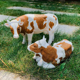 仿真奶牛模型装饰摆件民宿农家乐居家花园庭院田园风礼物树脂雕塑