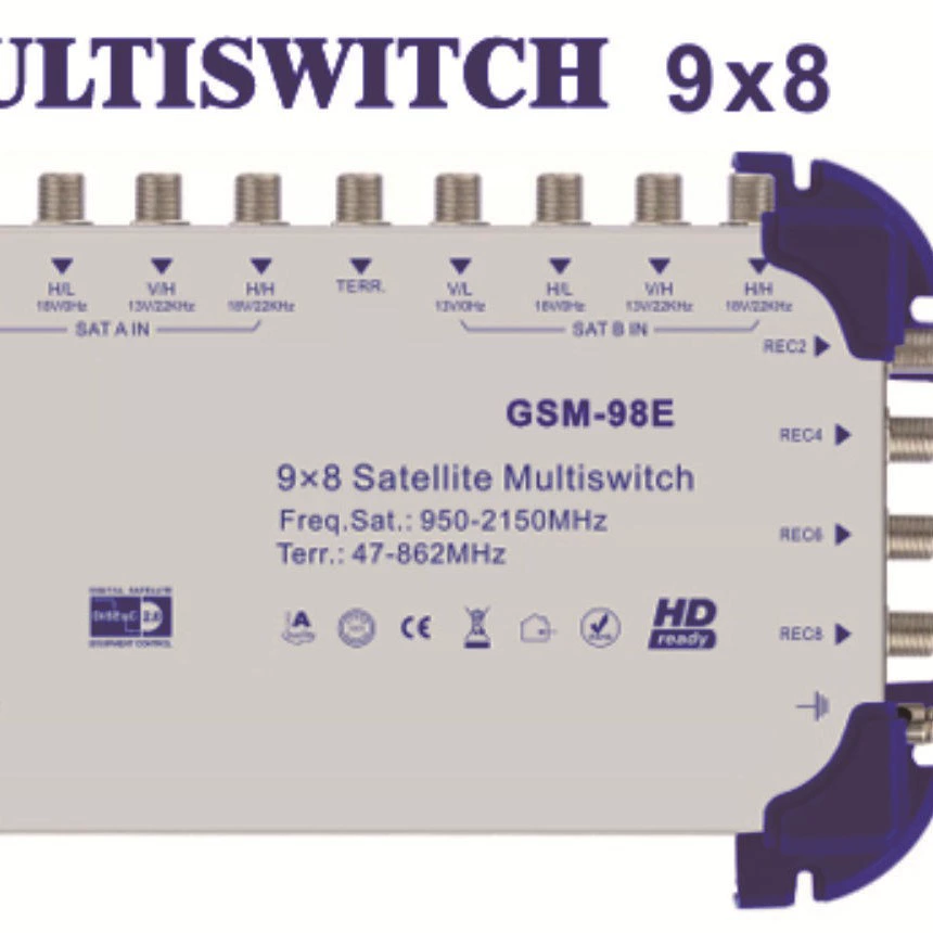 Многоканальный переключатель 950-2150 МГц для спутниковой антенны, каскад с девятью входами и восемью выходами