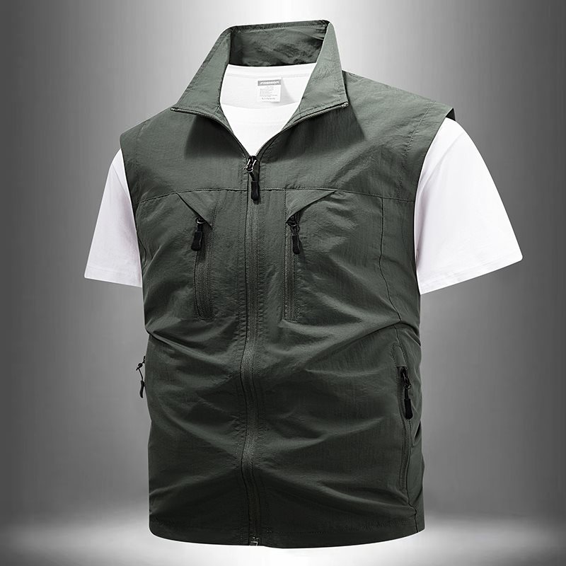 European Size Cross-Border New Plus Size Outdoor Multi-Pocket Workwear Vest Spring/Summer Photography Fishing Jacket