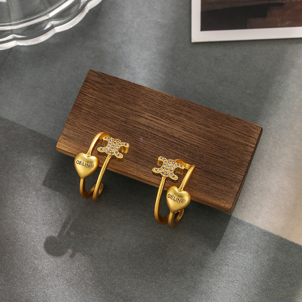 Retro matte fashionable sophisticated earrings with zircon