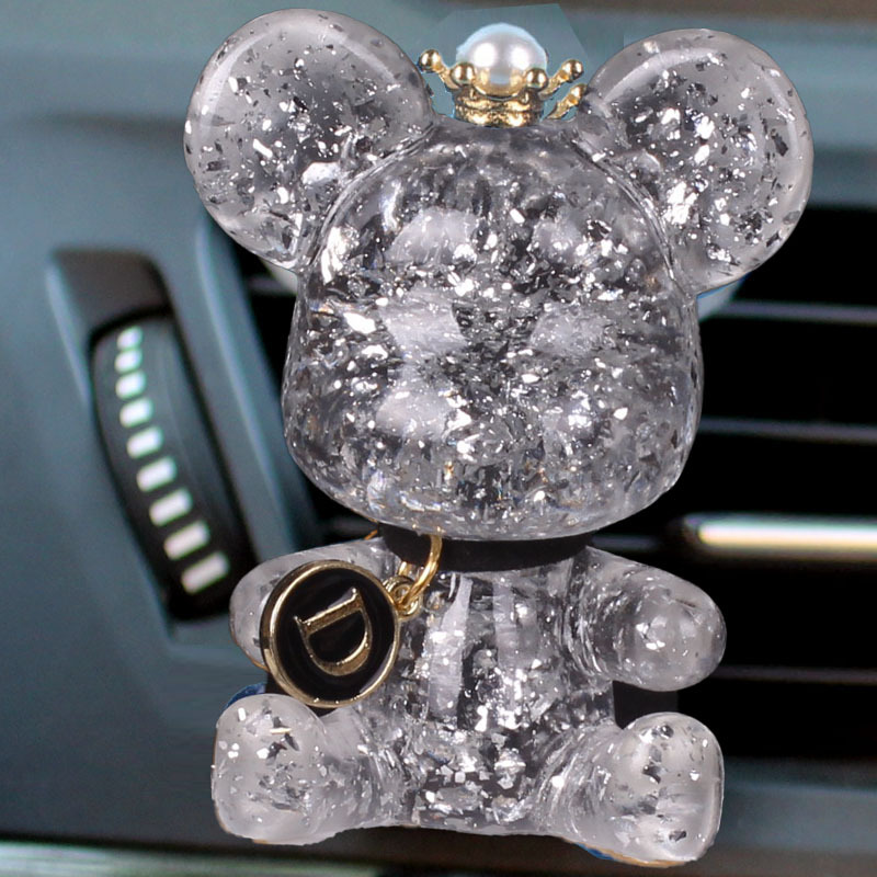 Adornos de perfume de coche, decoración de coche, colgante de aire acondicionado, salida de aire, corona, oso, aromaterapia de coche, fragancia ligera duradera