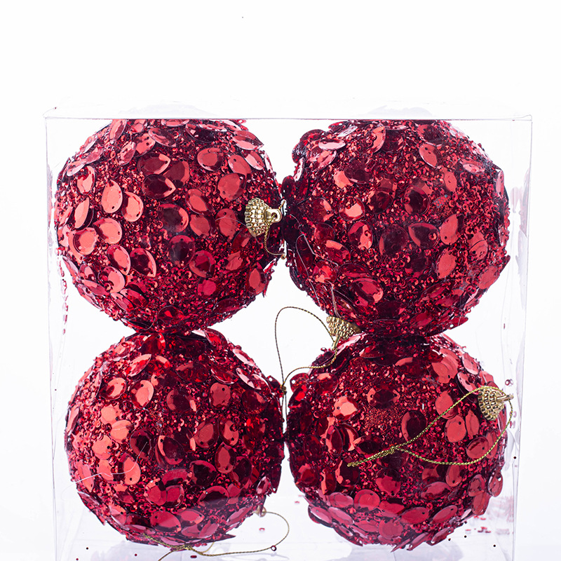 Árbol de Navidad rojo colgante bola Navidad fiesta 10cm espuma Navidad bola lentejuelas decoración del hogar colgante adornos