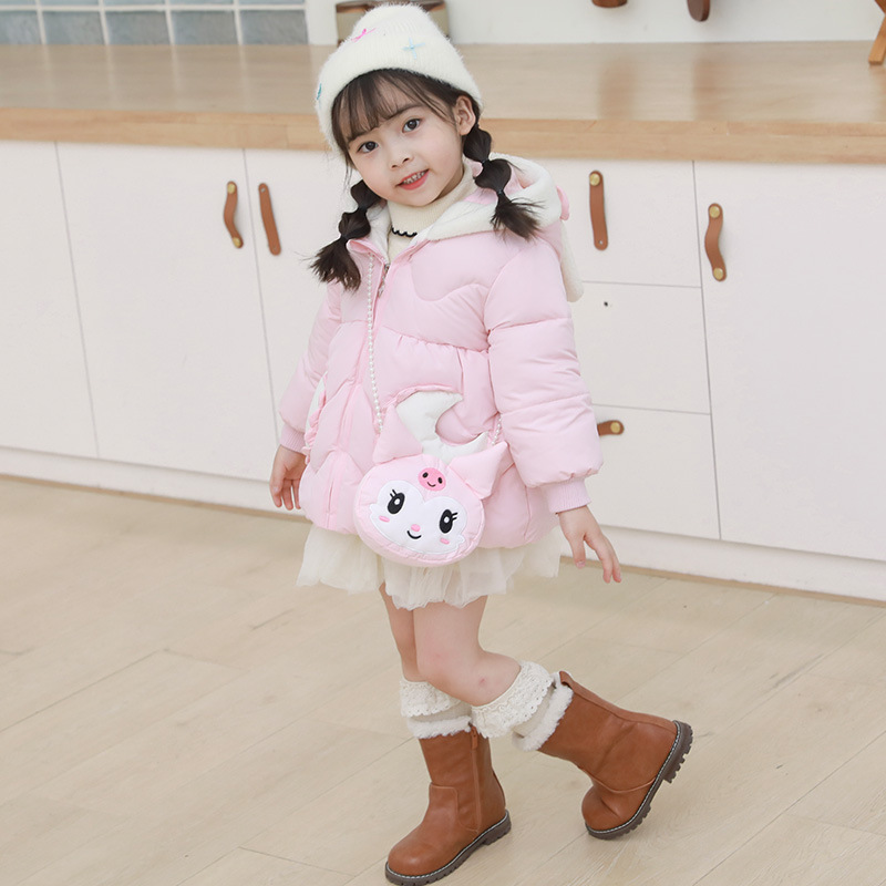 Girl's cotton-padded coat, down jacket, thick fleece winter wear, girls' season cotton-padded jacket, new style for 2-year-olds.
