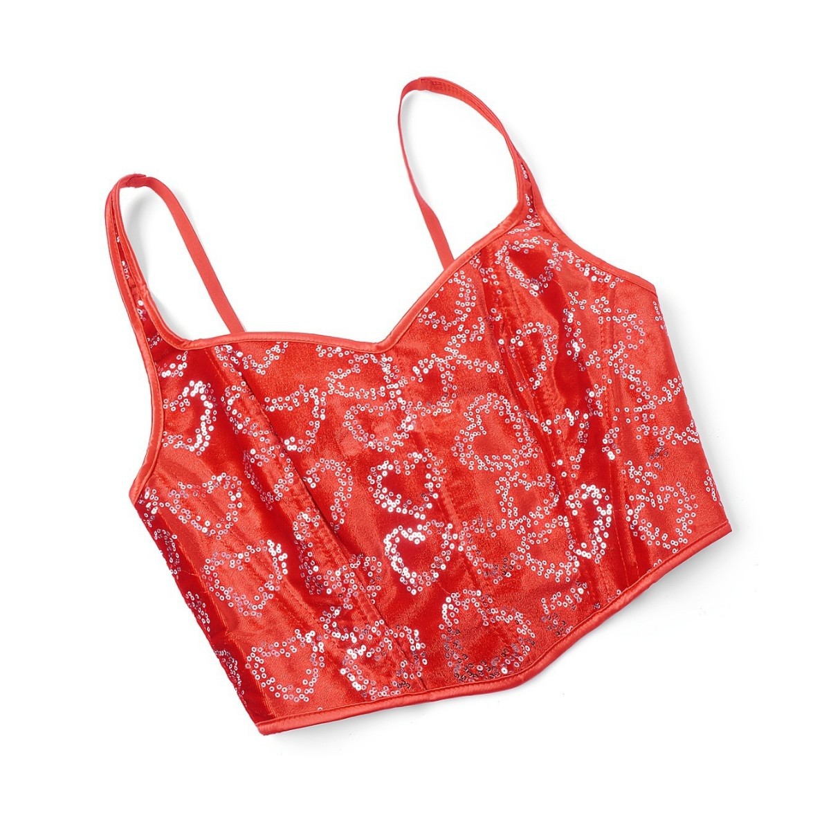 Europa y los Estados Unidos sequinilla roja decoración chaqueta de cintura de cintura, hueso de pescado, ropa de cuerpo, temu suministro transfronterizo