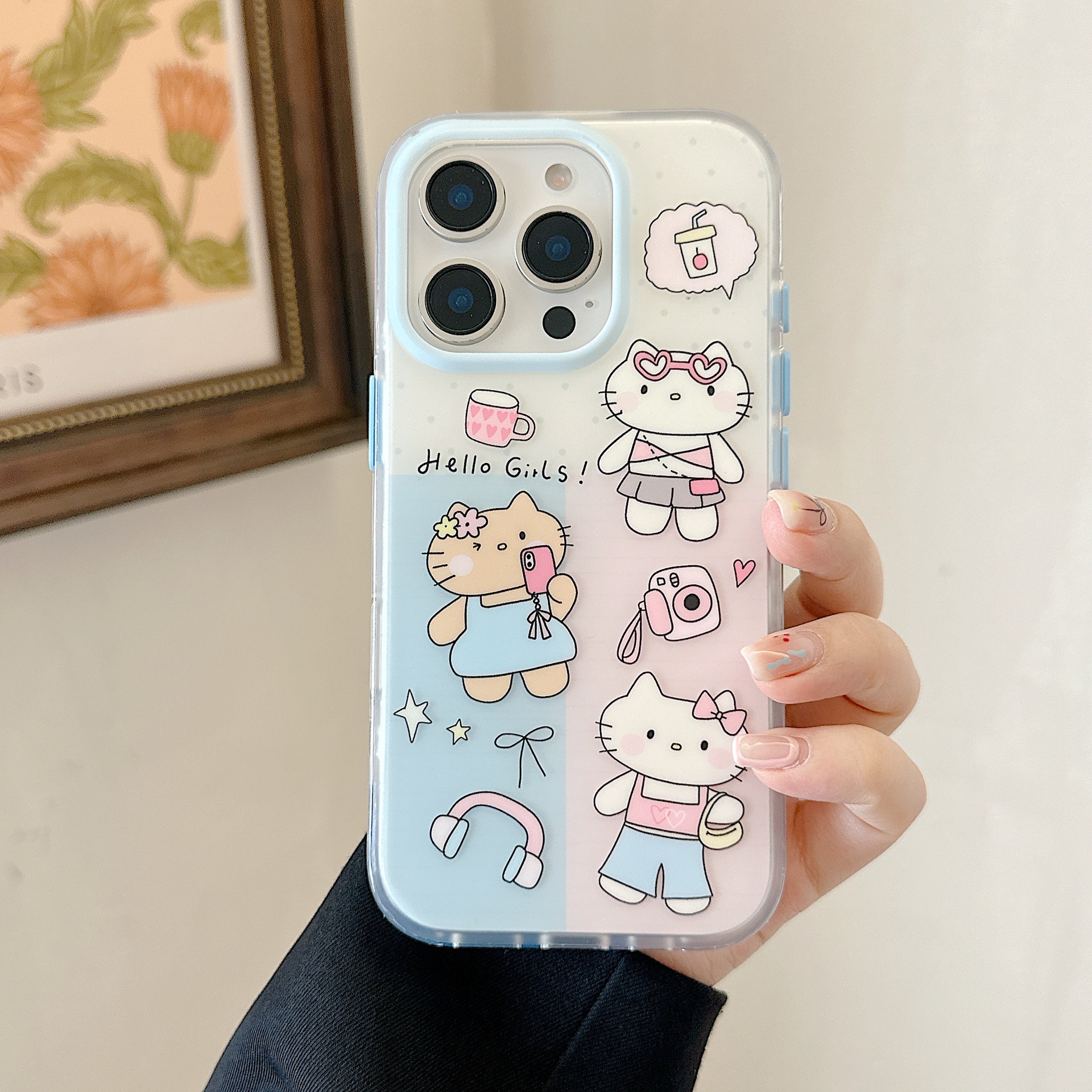 KT cat de dibujos animados coreanos para Apple 15Pro/16Pro pareja 14ProMax nicho 13 femenino 16ProMax