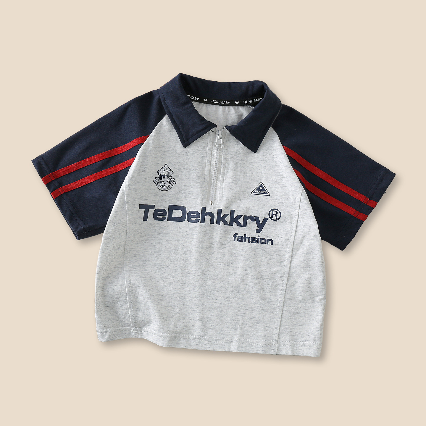 Boys' Summer Zipper Polo Shirt Short-Sleeve T-Shirt 2026 New Style for Toddlers and Children, Stylish Color Block Top