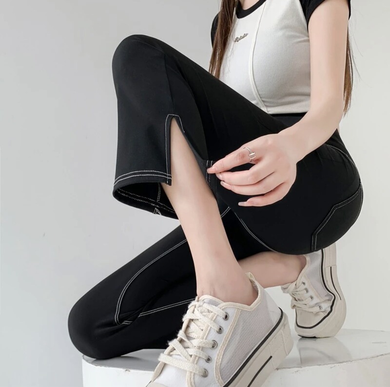 2025 Plus-Size Petite Wide-Leg Cropped Pants Tencel Straight-Leg Jeans for Women, Slimming, Slightly Flared, High-Waisted, High-Stretch