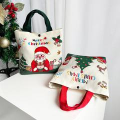 クリスマスギフトバッグ教師の日プレゼントキャンバスバッグ平安夜手提げ袋キャンディーリンゴ手持ち包装袋