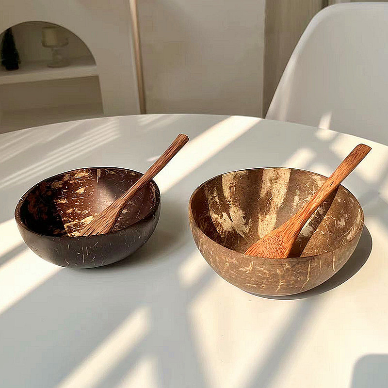 ins博主天然椰子碗燕麥碗進口老椰殼餐具輕食容器水果奶昔沙拉碗