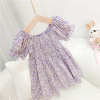 Mu Mu children Dress Summer wear Female baby puff sleeve skirt girl Western style Princess Dress girl Floral skirt