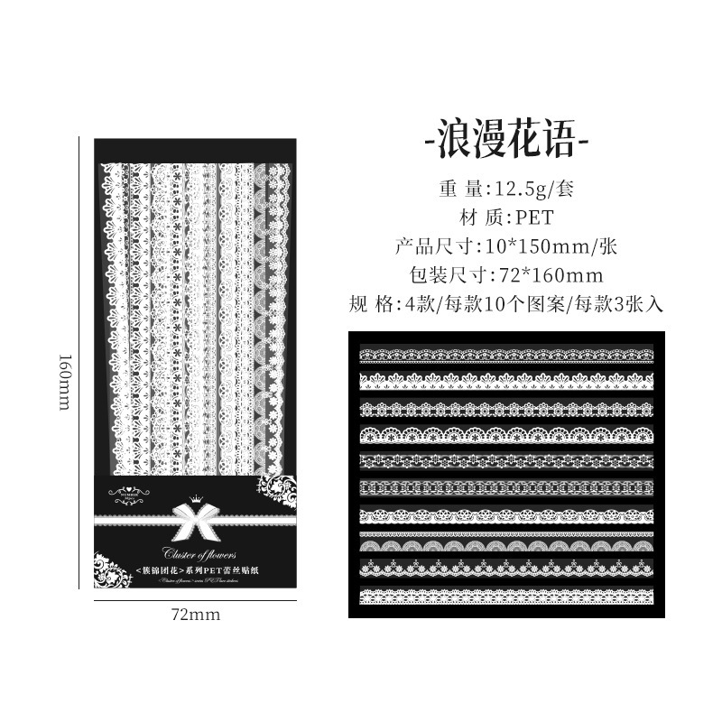 Vintage Alice Wonderland encaje hueco de papel diario encaje base papel diario pegatinas ins estilo material