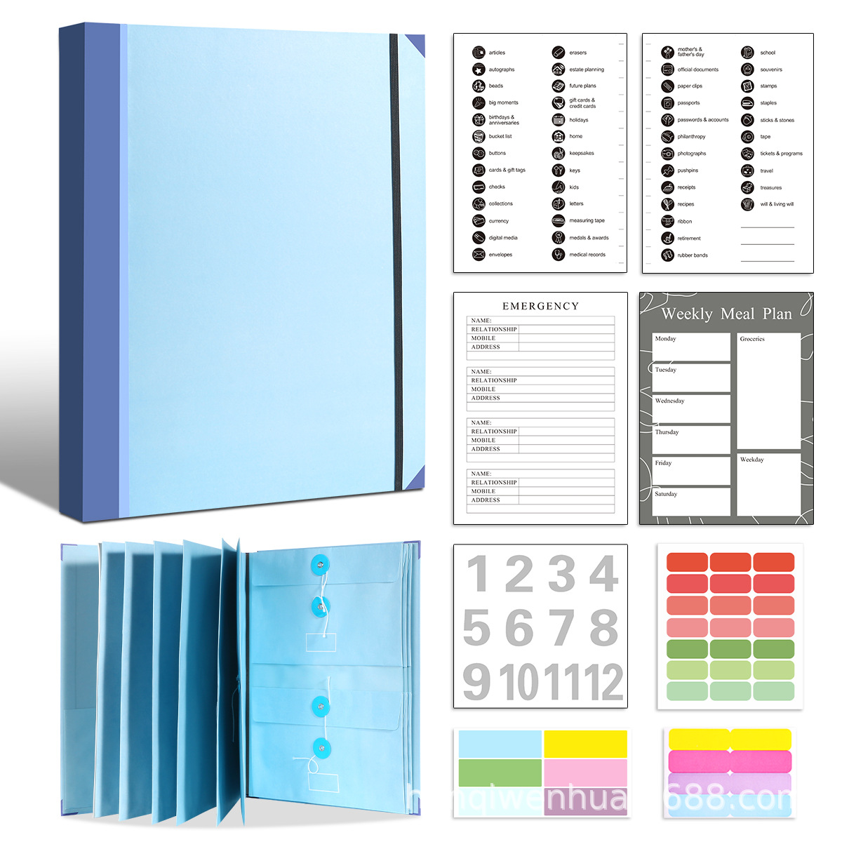 두꺼운 5CM-블루-오르간 가방-하이 구성