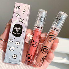 PINKCOCO嬌漾鑽石啞光唇釉低飽和絲絨唇泥口紅素顏顯白學生黨批發