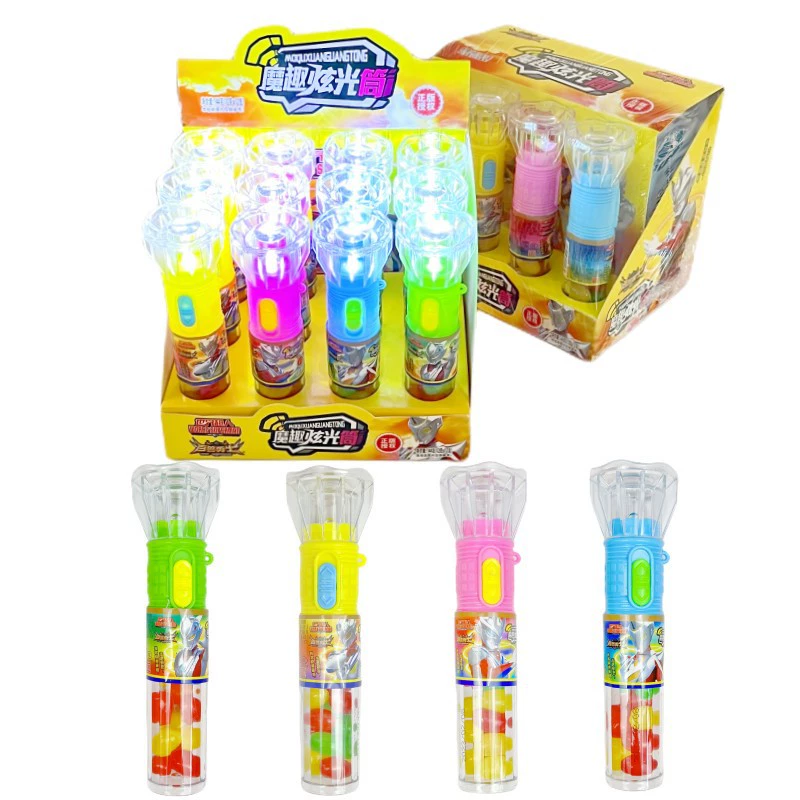 Супермен фонарик игрушка конфеты фруктовый вкус помадка светящиеся игрушки Интернет-знаменитости закуски оптом детская школьная игра в конфеты