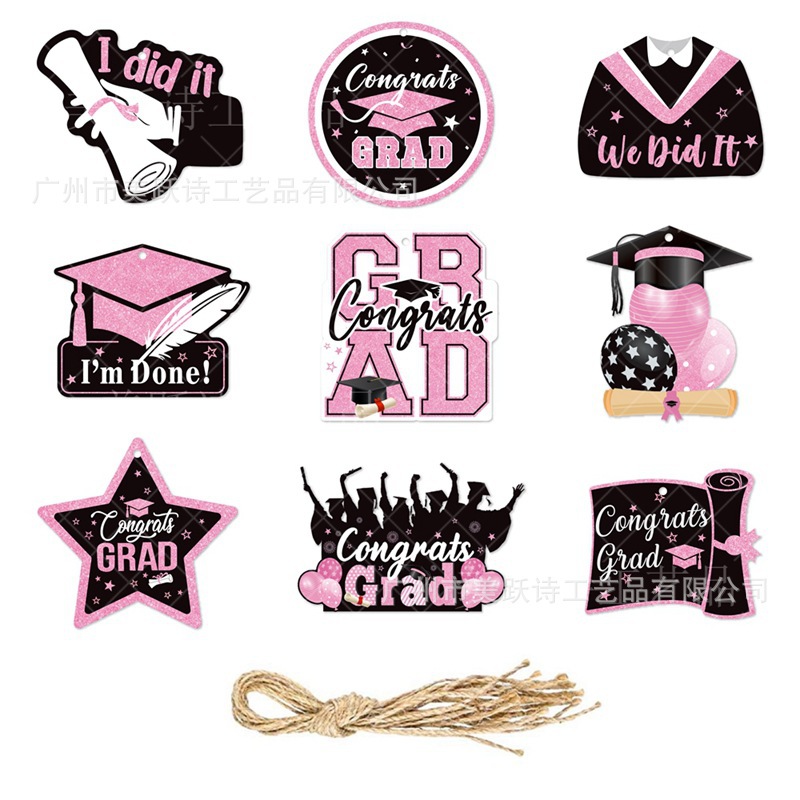 Nueva decoración de fiesta de graduación etiqueta colgante decoración soltero sombrero estrella colgante decoración Universidad graduación temporada decoración suministros