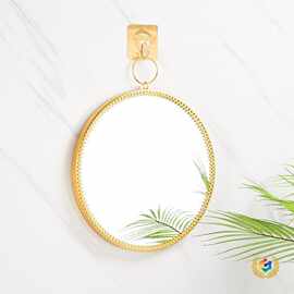 ↫北欧金属铁艺浴室镜 卫生间壁挂镜ins梳妆镜装饰镜试衣镜几何圆